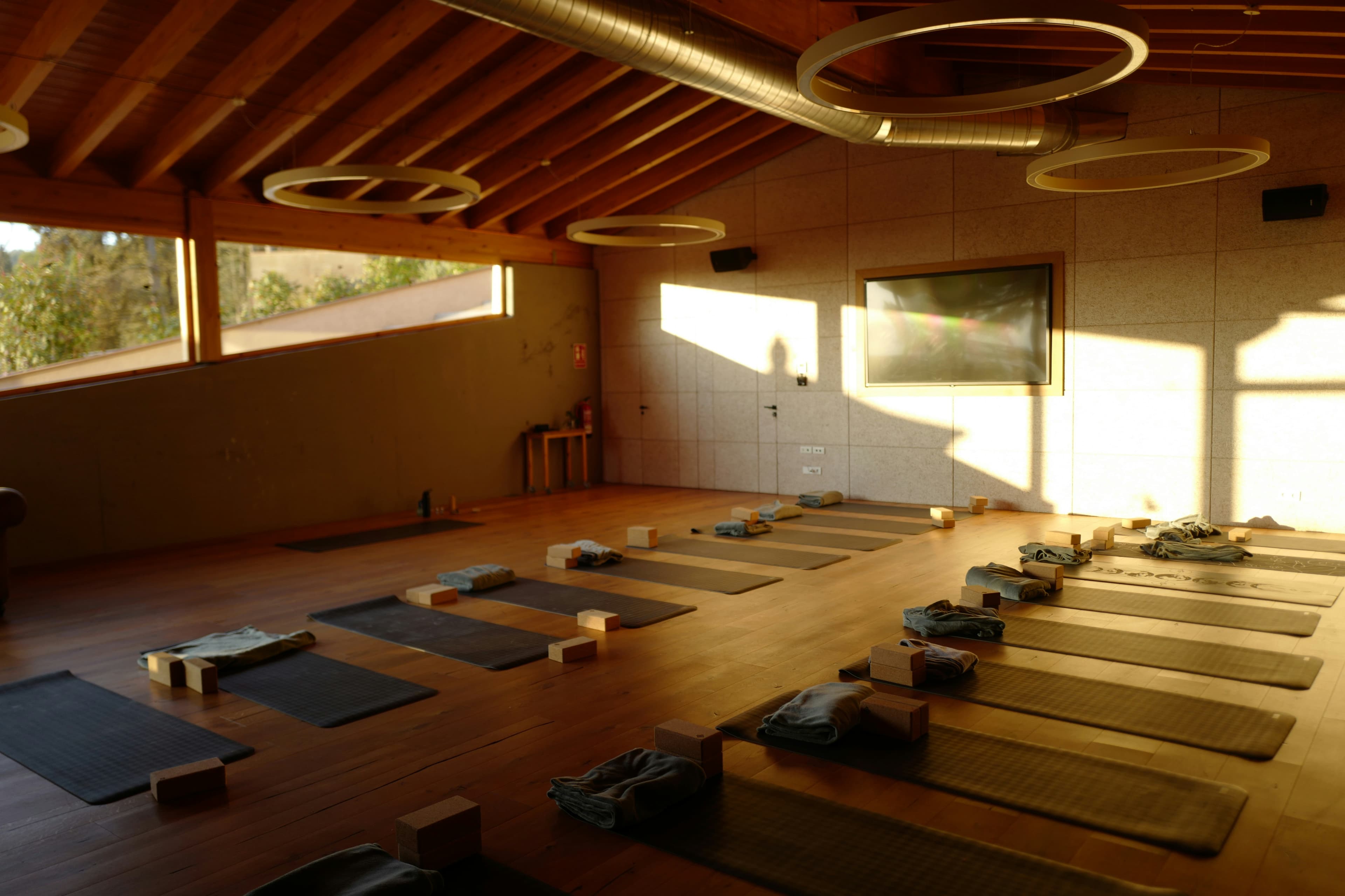 Yoga studio with mats